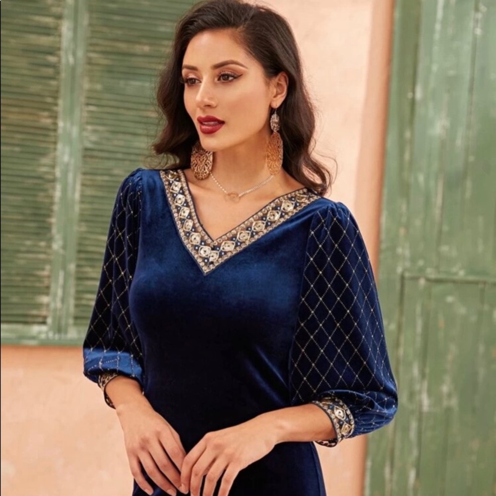 Sequin Velvet Hem Dress